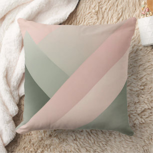 Blush Pink & Sage green AI art Throw Pillow