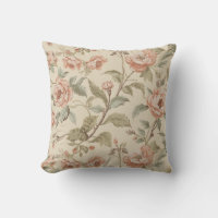 Blush Pink Sage Green Beige Shabby Chic Floral