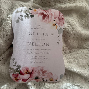 Blush Pink & Sage Green Floral Wedding Invitation