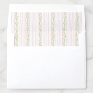 Blush Pink & Sage Green Watercolor Floral Striped Envelope Liner