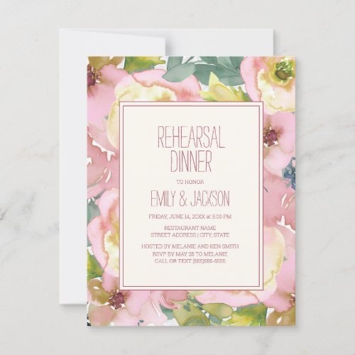 Blush Pink Sage Green Wedding Rehearsal Dinner Invitation