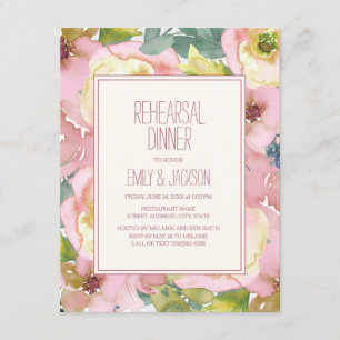 Blush Pink Sage Green Wedding Rehearsal Dinner Invitation
