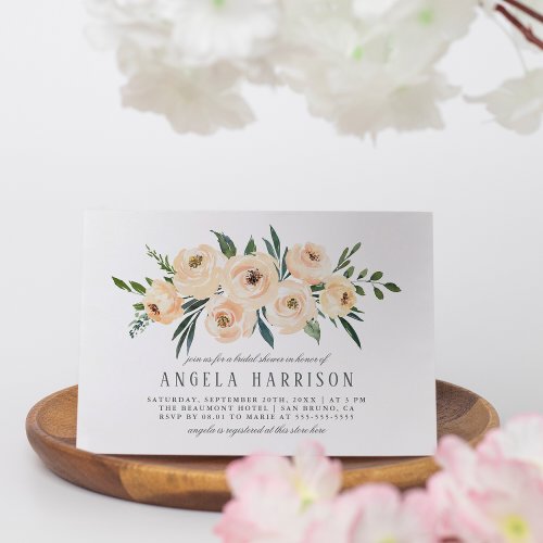 Blush Pink  Sage Watercolor Bridal Shower By Mail Invitation