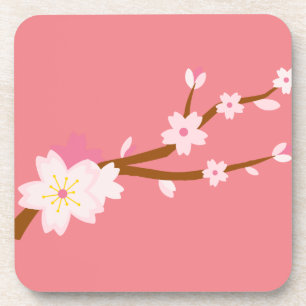 Blush pink Sakura CHerry Blossom Japanese Beverage Coaster