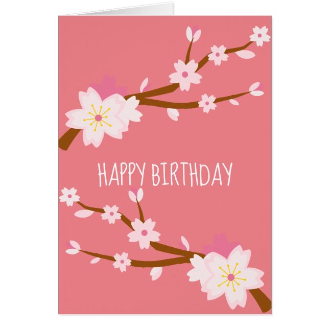 Blush pink Sakura CHerry Blossom Japanese Cards (Front)