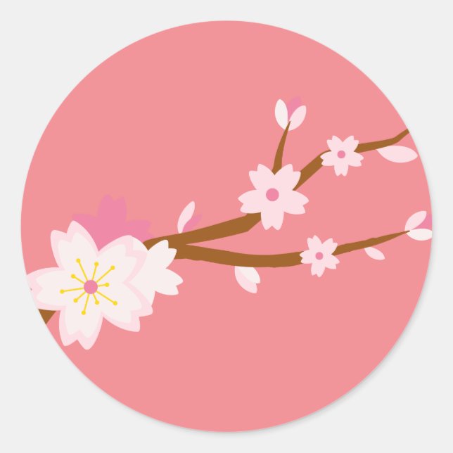 Blush pink Sakura CHerry Blossom Japanese Classic Round Sticker (Front)