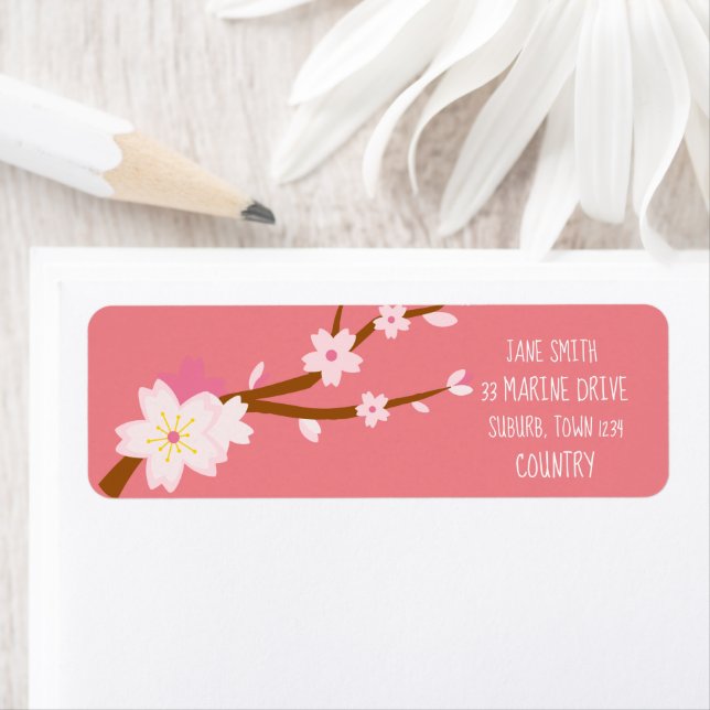 Blush pink Sakura CHerry Blossom Japanese Label (Insitu)