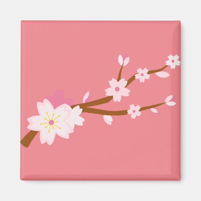 Blush pink Sakura CHerry Blossom Japanese Magnet (Front)