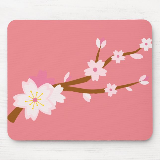 Blush pink Sakura CHerry Blossom Japanese Mouse Pad (Front)