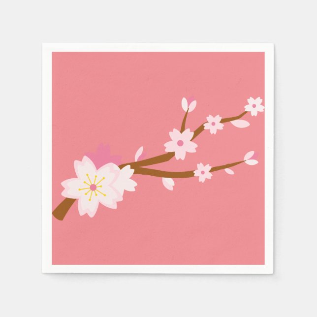 Blush pink Sakura CHerry Blossom Japanese Napkins (Front)
