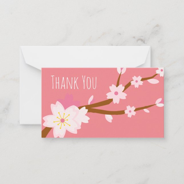 Blush pink Sakura CHerry Blossom Japanese Note Card (Front)