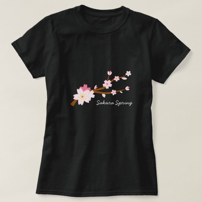 Blush pink Sakura Cherry Blossom Japanese T-Shirt (Design Front)