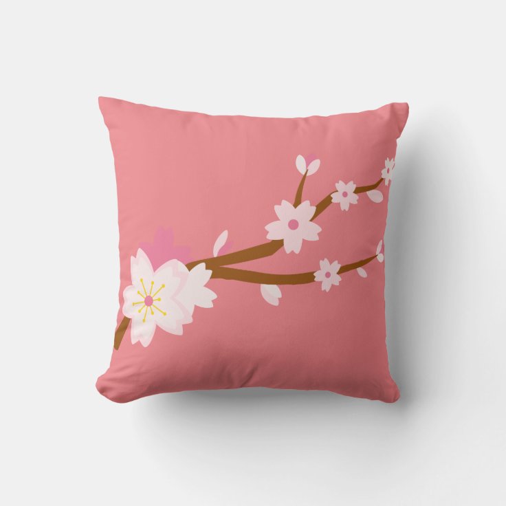 Blush pink Sakura CHerry Blossom Japanese Throw Pillow | Zazzle