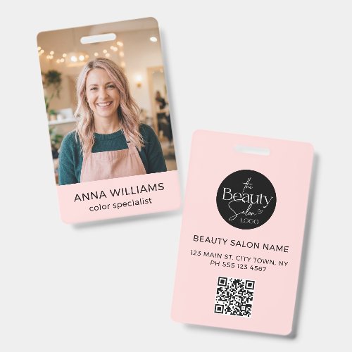 Blush Pink Salon Photo Name ID Badge