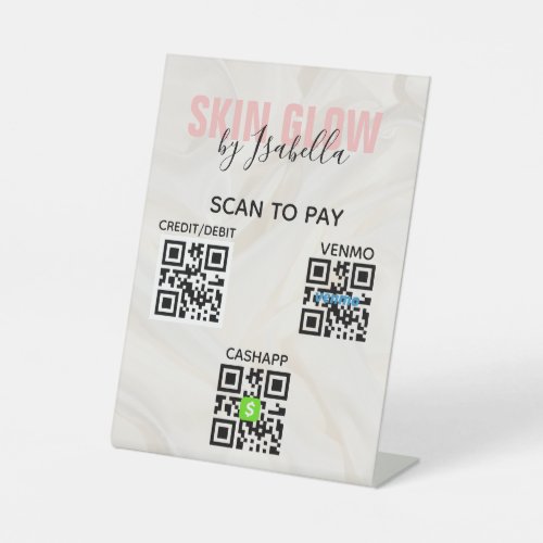 Blush Pink Salon QR Code Scan to Pay Pedestal Sign
