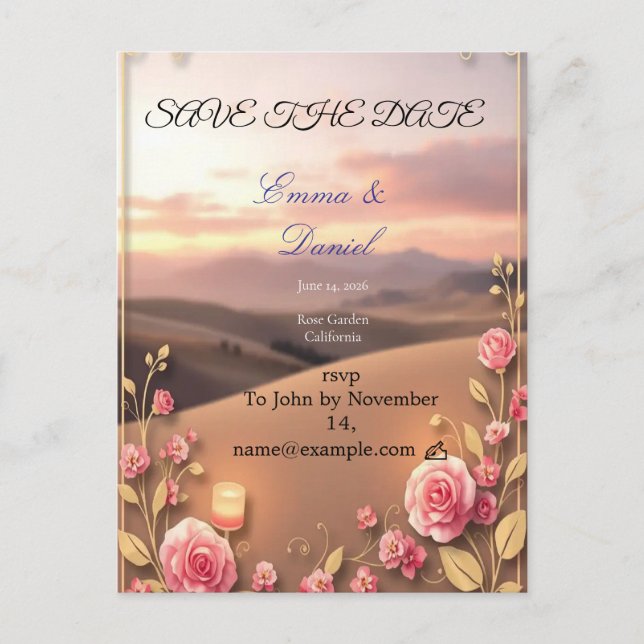 Blush pink save the date Announcement Postcard (Front)