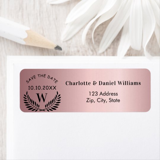 Blush pink save the date return address label