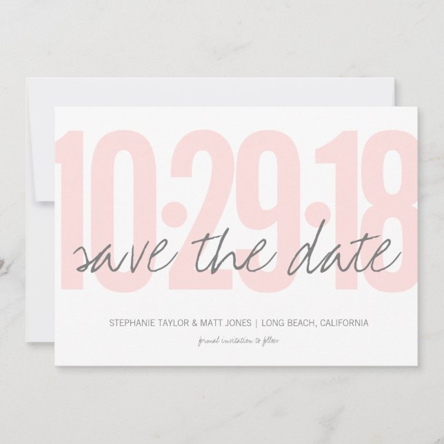 Blush Pink Save the date, wedding, photo on back Save The Date (Front)