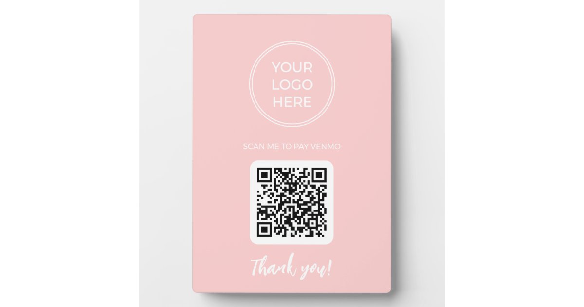 Blush Pink Scan Me QR Code Plaque | Zazzle