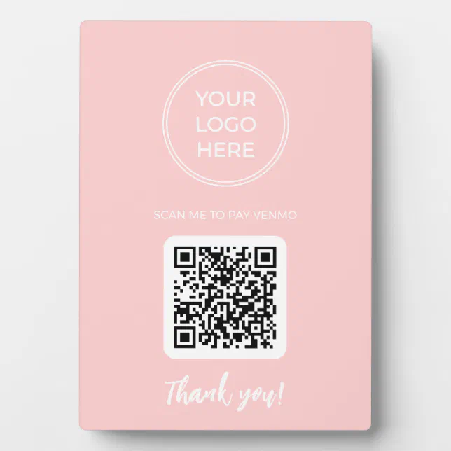 Blush Pink Scan Me QR Code Plaque | Zazzle
