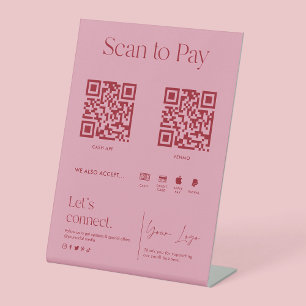 Blush Pink Scan to Pay Pedestal Sign