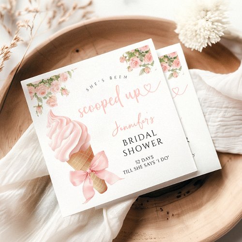 Blush Pink Scooped Up Future Mrs Bridal Shower Nap Napkins