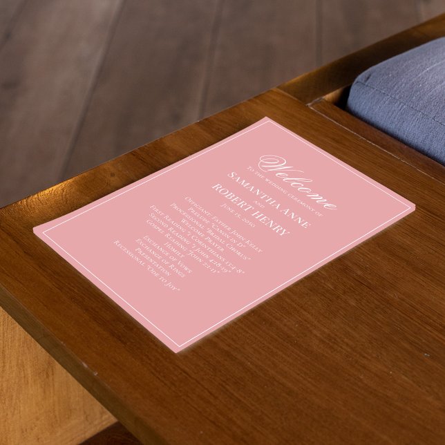 Blush Pink Script Custom Wedding Program  (Blush pink wedding ceremony program template)