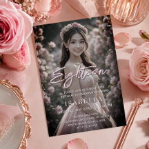 Blush Pink Script Eighteen Photo 18th Birthday
