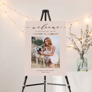 Blush Pink Script Graduation Photo Welcome Foam Board