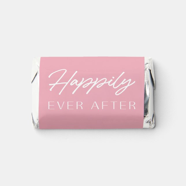 Blush Pink Script Happily Ever After Wedding  Hershey's Miniatures (Front)