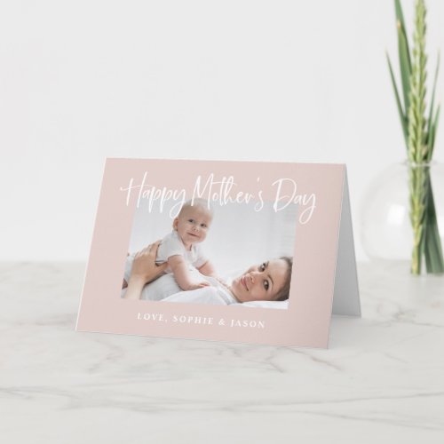 Blush Pink  Script Happy Mothers Day Photo Card
