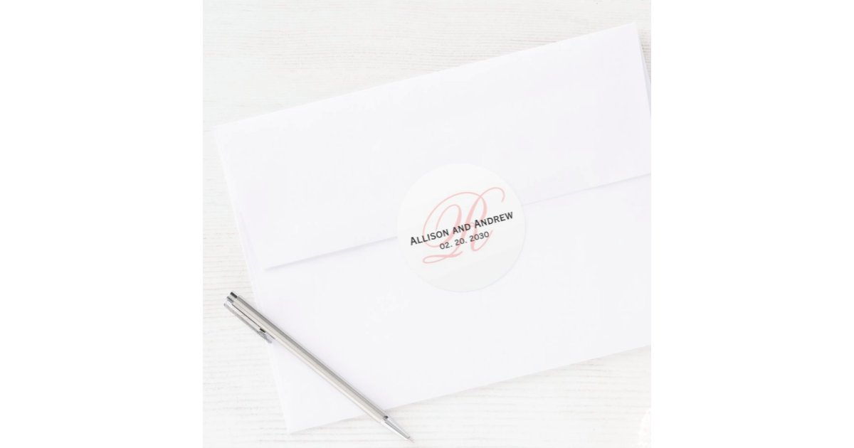 Blush Pink Script Initial R Monogram Wedding Favor Classic Round ...