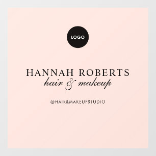 Blush Pink Script Logo Hair Makeup Studio Window Cling