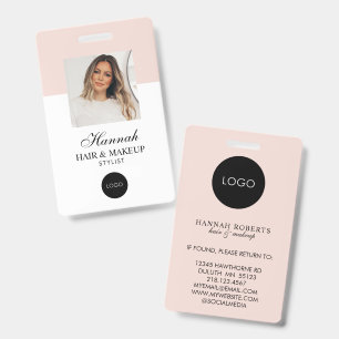 Blush Pink Script Logo Hair Photo Makeup Badge