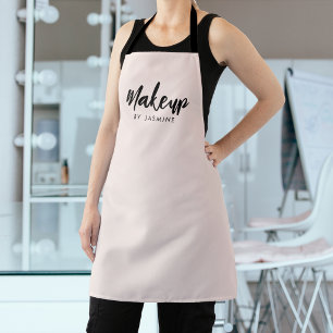 Blush Pink Script Logo Makeup Staff Apron