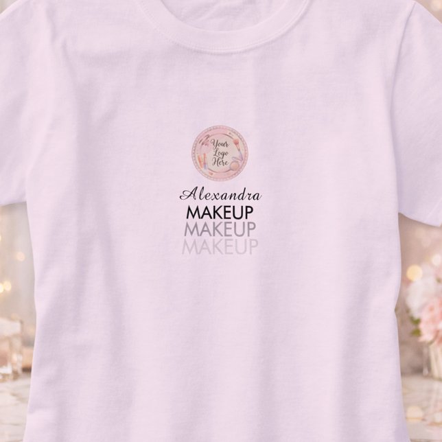 Blush Pink Script Logo Makeup Staff T-Shirt (Creator Uploaded)