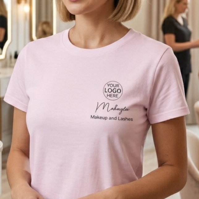 Blush Pink Script Logo Makeup Staff T-Shirt (Creator Uploaded)
