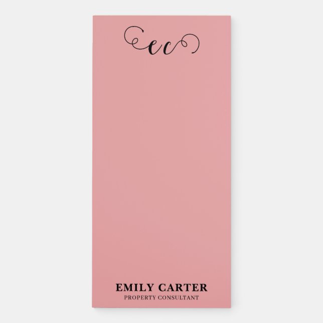 Blush Pink Script Logo Monogram Memo notepad (Front)