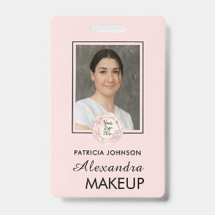 Blush Pink Script Logo Photo Badge