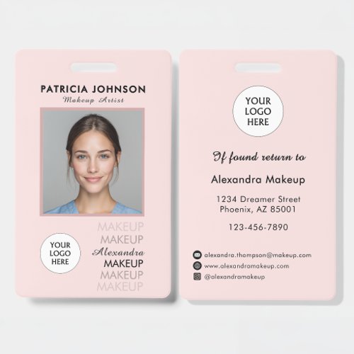 Blush Pink Script Logo Photo Badge