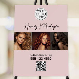 Blush Pink Script Logo Photo Hair Salon Foam Board