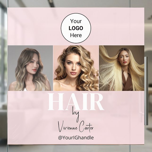 Blush Pink Script Logo Photo Hair Studio Window Cling (Blush Pink Script Logo Photo Hair Studio Window Cling)