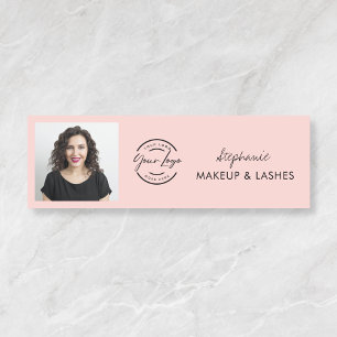 Blush Pink Script Logo Photo Lashes Name Tag