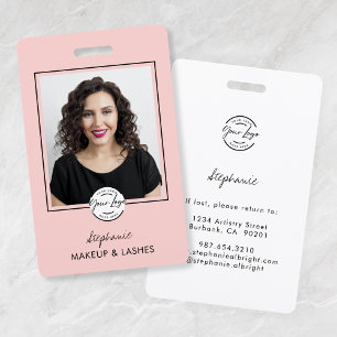 Blush Pink Script Logo Photo Lashes Studio Badge