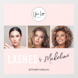 Blush Pink Script Logo Photo Lashes Studio Window Cling