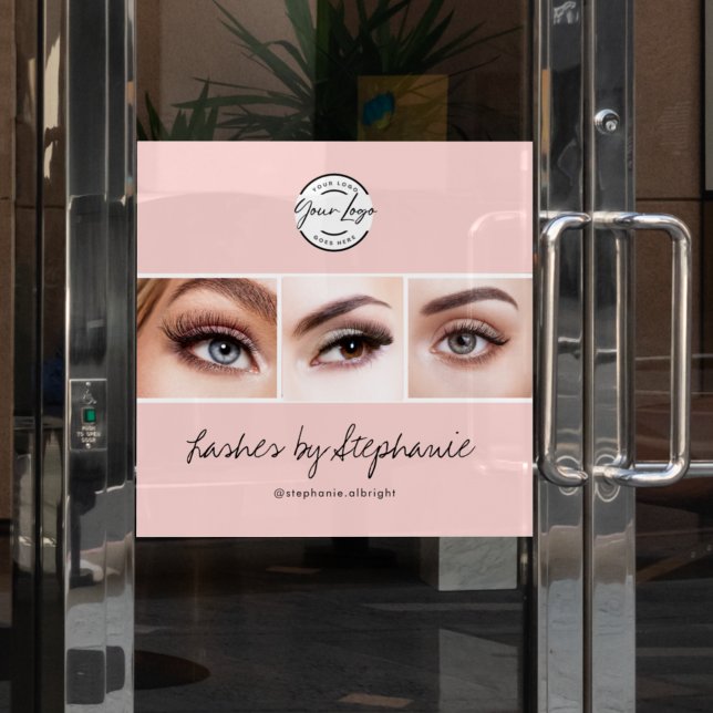 Blush Pink Script Logo Photo Lashes Studio Window Cling (Creator Uploaded)