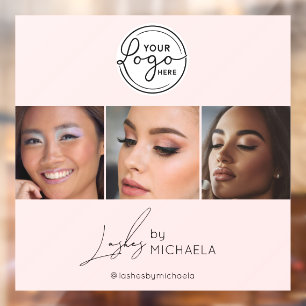Blush Pink Script Logo Photo Lashes Studio  Window Cling