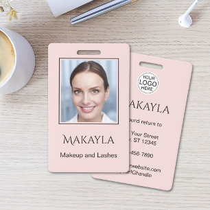 Blush Pink Script Logo Photo Makeup And Lashes Badge