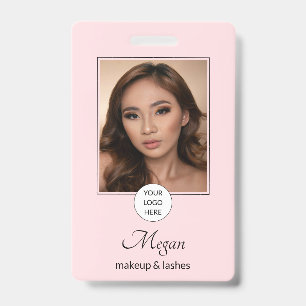 Blush Pink Script Logo Photo Makeup and Lashes Badge