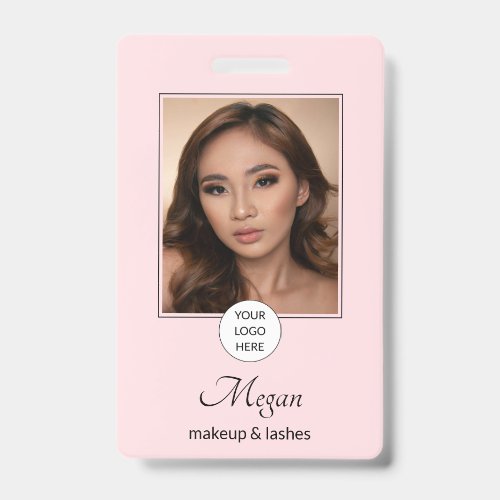 Blush Pink Script Logo Photo Makeup and Lashes Badge